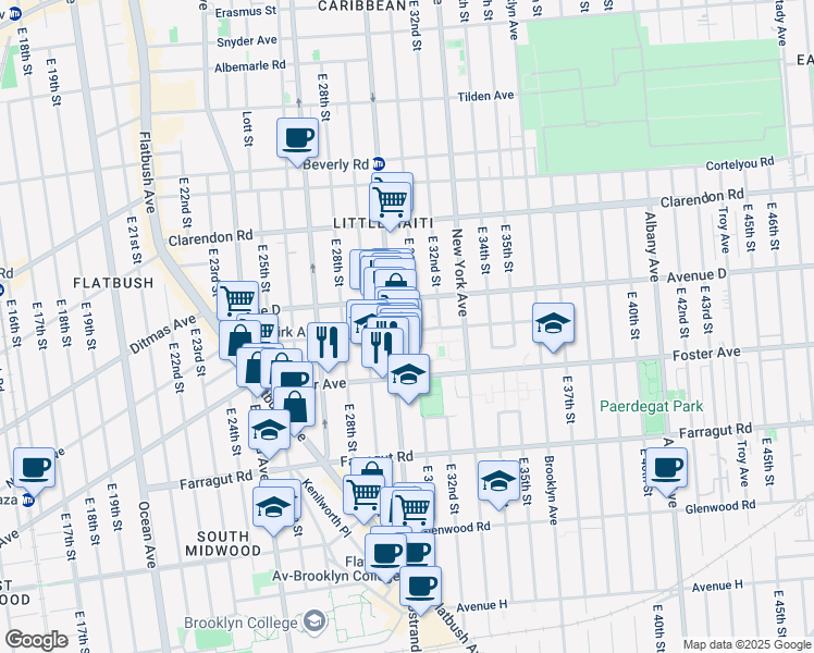 map of restaurants, bars, coffee shops, grocery stores, and more near 3013 Newkirk Avenue in Brooklyn