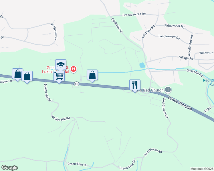 map of restaurants, bars, coffee shops, grocery stores, and more near 1194 Centre Turnpike in Orwigsburg