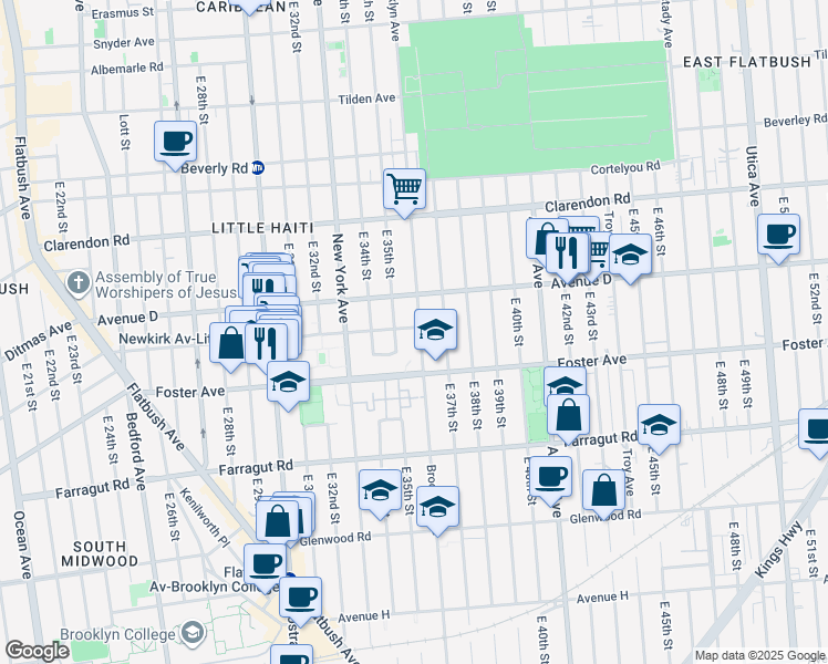 map of restaurants, bars, coffee shops, grocery stores, and more near in Brooklyn