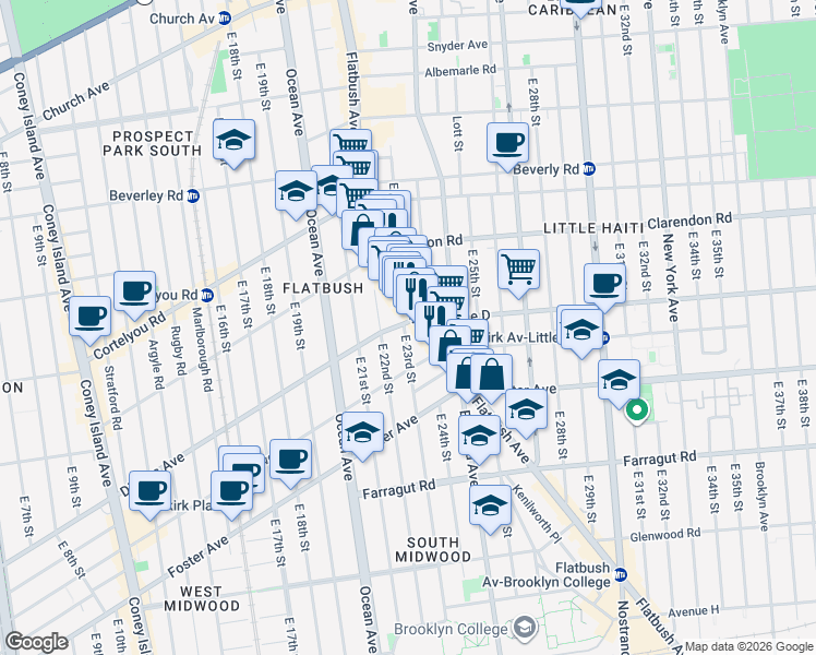 map of restaurants, bars, coffee shops, grocery stores, and more near in Brooklyn