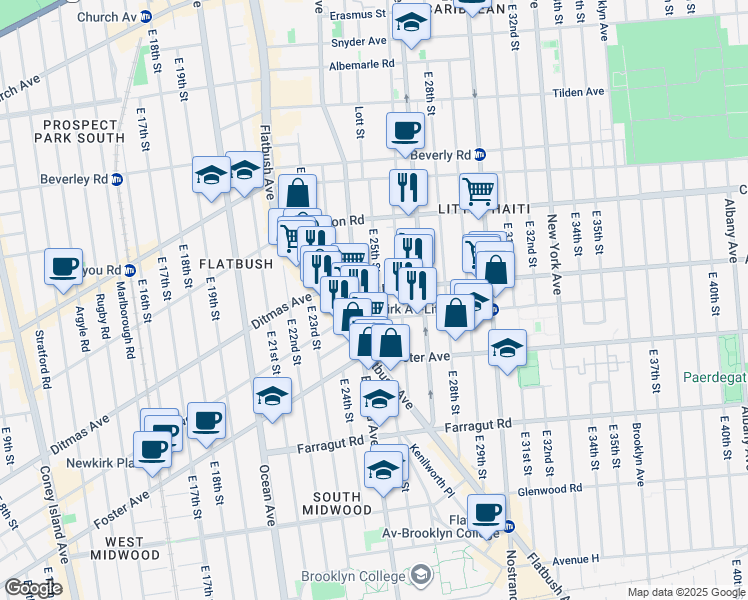 map of restaurants, bars, coffee shops, grocery stores, and more near in Brooklyn