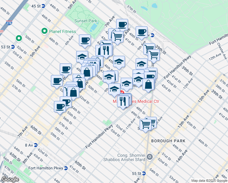 map of restaurants, bars, coffee shops, grocery stores, and more near 920 48th Street in Brooklyn