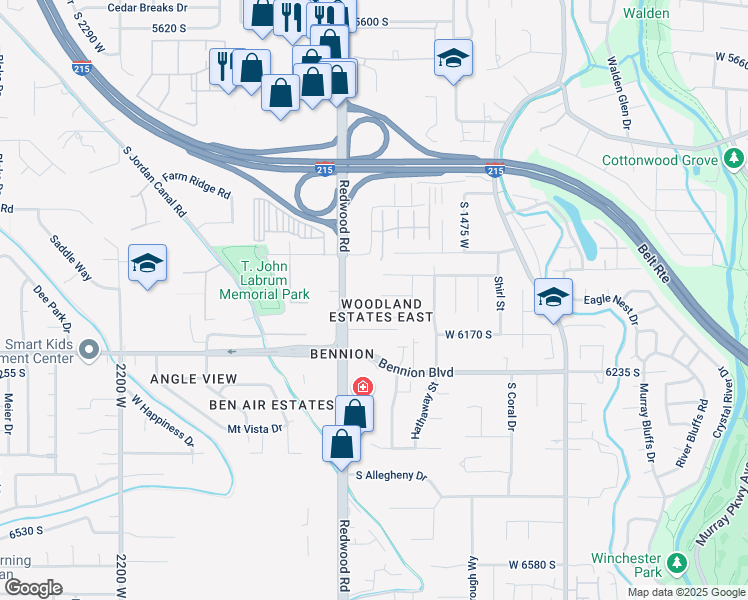 map of restaurants, bars, coffee shops, grocery stores, and more near 1637 Gaylawood Circle in Salt Lake City