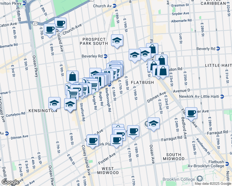 map of restaurants, bars, coffee shops, grocery stores, and more near in Brooklyn