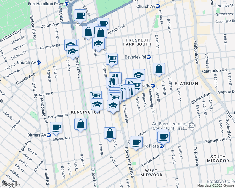 map of restaurants, bars, coffee shops, grocery stores, and more near in Brooklyn
