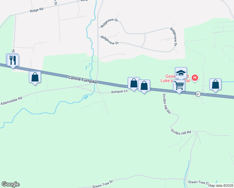 map of restaurants, bars, coffee shops, grocery stores, and more near 1015 Centre Turnpike in Orwigsburg