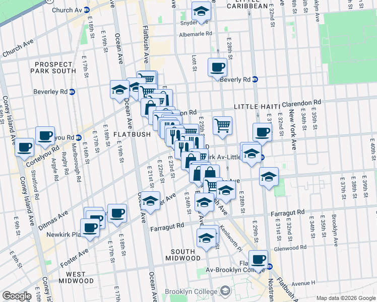 map of restaurants, bars, coffee shops, grocery stores, and more near in Brooklyn
