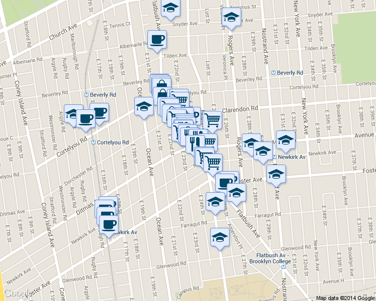 map of restaurants, bars, coffee shops, grocery stores, and more near in Brooklyn