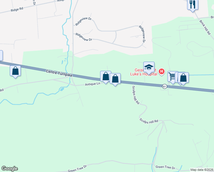 map of restaurants, bars, coffee shops, grocery stores, and more near 1007 Centre Turnpike in Orwigsburg