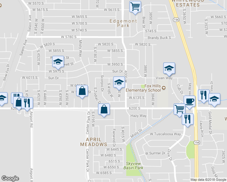 map of restaurants, bars, coffee shops, grocery stores, and more near 4062 West Aquarius Court in Salt Lake City