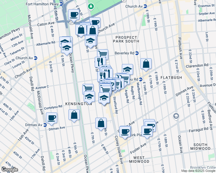 map of restaurants, bars, coffee shops, grocery stores, and more near in Brooklyn