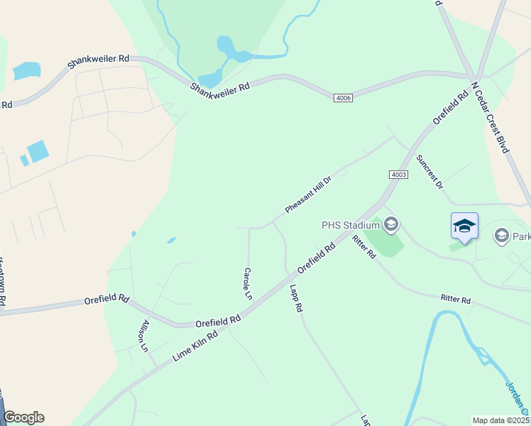 map of restaurants, bars, coffee shops, grocery stores, and more near 3783 Pheasant Hill Drive in Allentown