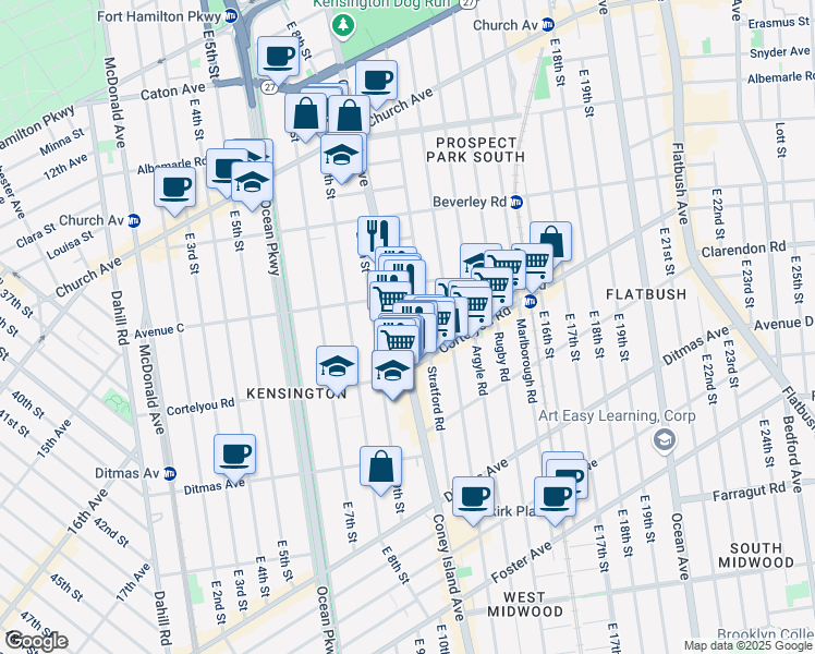 map of restaurants, bars, coffee shops, grocery stores, and more near in Brooklyn