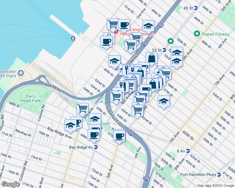 map of restaurants, bars, coffee shops, grocery stores, and more near 328 61st Street in Brooklyn