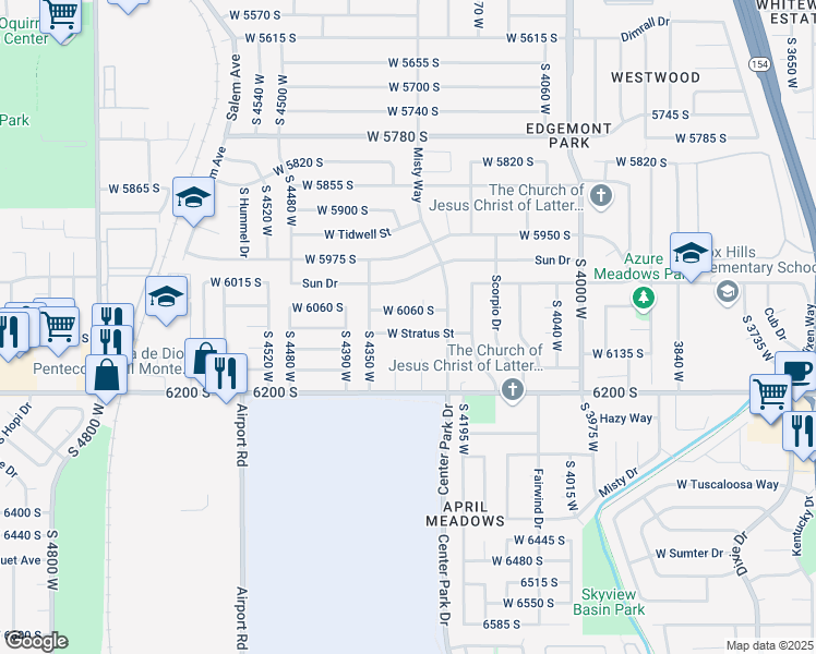 map of restaurants, bars, coffee shops, grocery stores, and more near 4286 West Stratus Street in Kearns