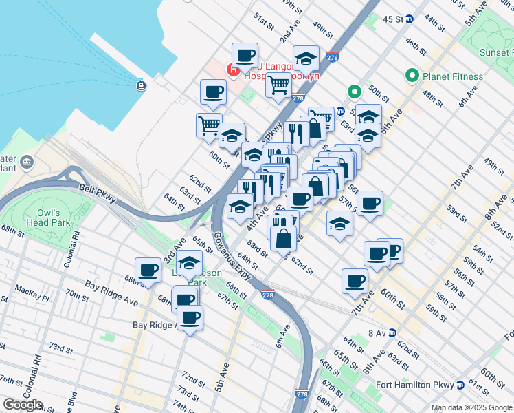 map of restaurants, bars, coffee shops, grocery stores, and more near in Brooklyn