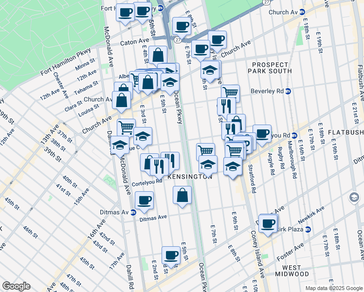 map of restaurants, bars, coffee shops, grocery stores, and more near in 