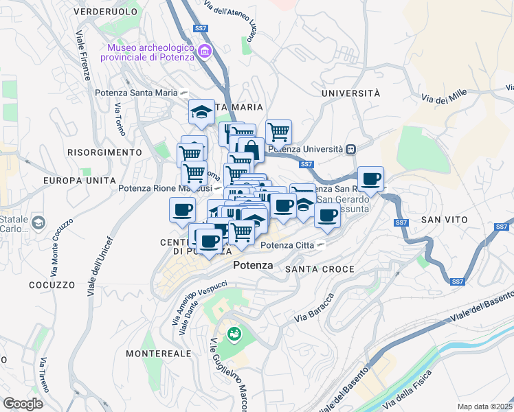 map of restaurants, bars, coffee shops, grocery stores, and more near 5 Discesa San Gerardo in Potenza