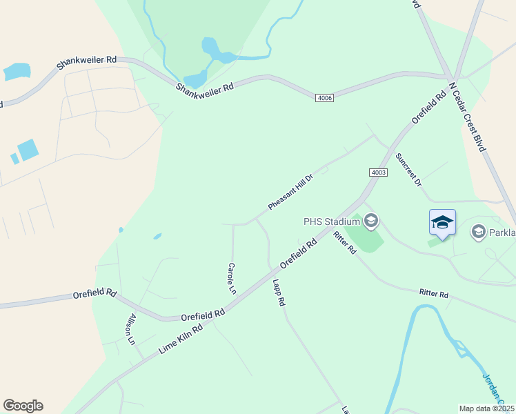 map of restaurants, bars, coffee shops, grocery stores, and more near 3783 Pheasant Hill Drive in Allentown