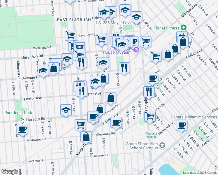 map of restaurants, bars, coffee shops, grocery stores, and more near 540713 Kings Highway in Brooklyn