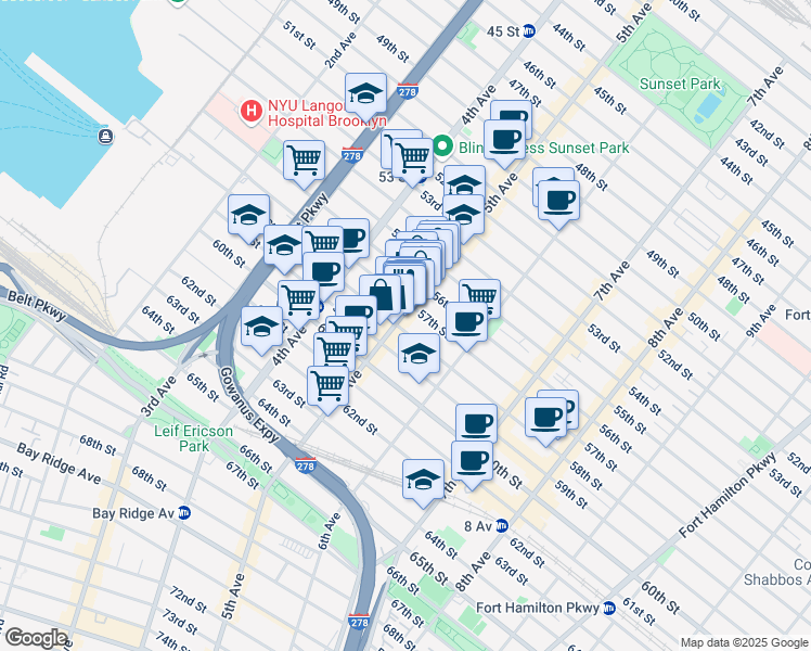 map of restaurants, bars, coffee shops, grocery stores, and more near in Brooklyn