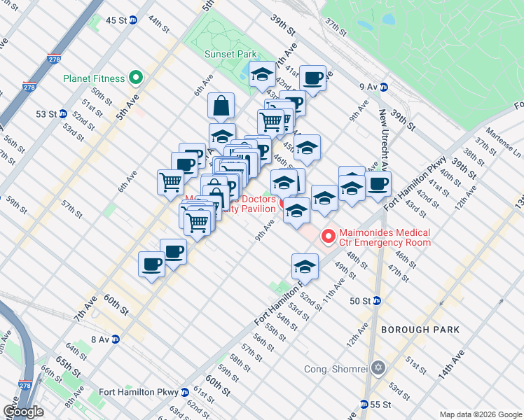map of restaurants, bars, coffee shops, grocery stores, and more near in Brooklyn