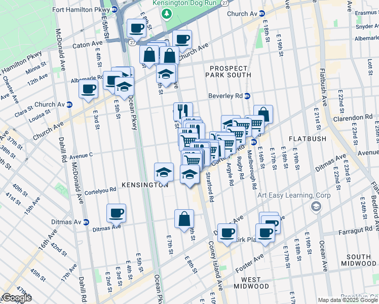 map of restaurants, bars, coffee shops, grocery stores, and more near in Brooklyn