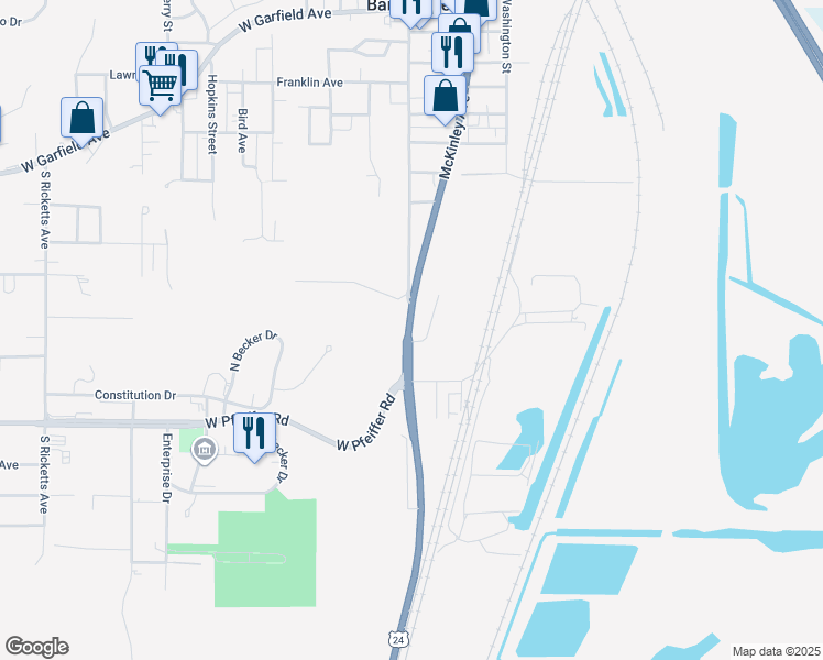 map of restaurants, bars, coffee shops, grocery stores, and more near in Peoria