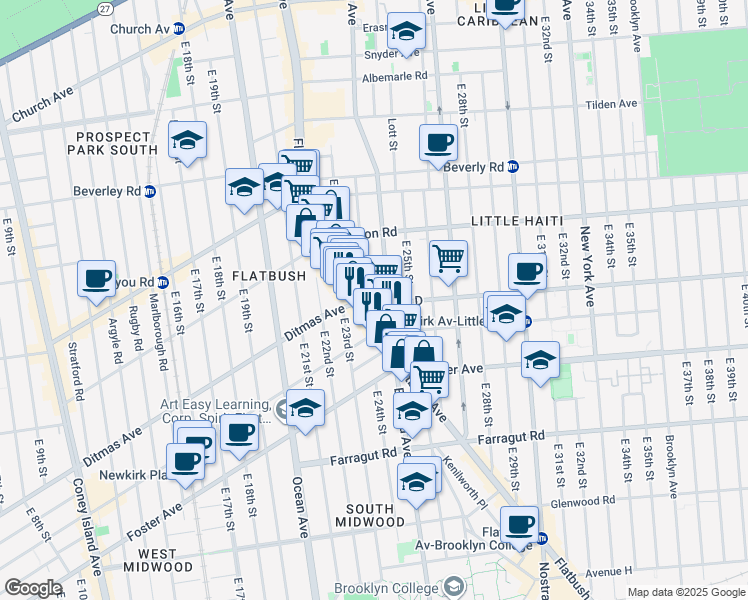 map of restaurants, bars, coffee shops, grocery stores, and more near in Brooklyn
