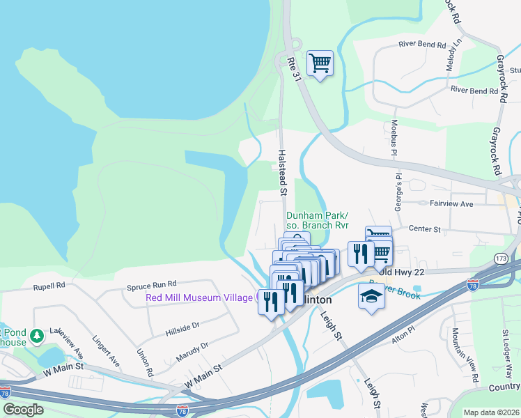 map of restaurants, bars, coffee shops, grocery stores, and more near 8 Rachel Court in Clinton