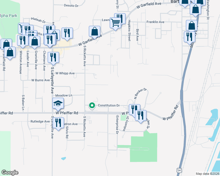 map of restaurants, bars, coffee shops, grocery stores, and more near 706 Cedar Point Court in Bartonville