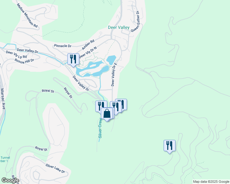 map of restaurants, bars, coffee shops, grocery stores, and more near 2650 Deer Valley Drive East in Park City