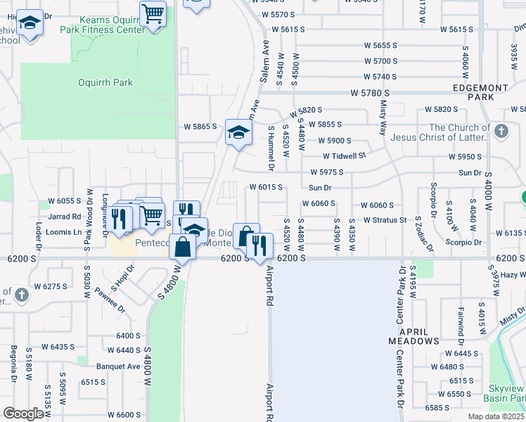 map of restaurants, bars, coffee shops, grocery stores, and more near 6079 South 4590 West in Salt Lake City