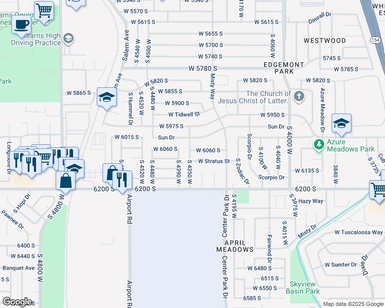 map of restaurants, bars, coffee shops, grocery stores, and more near 6073 South 4350 West in Salt Lake City