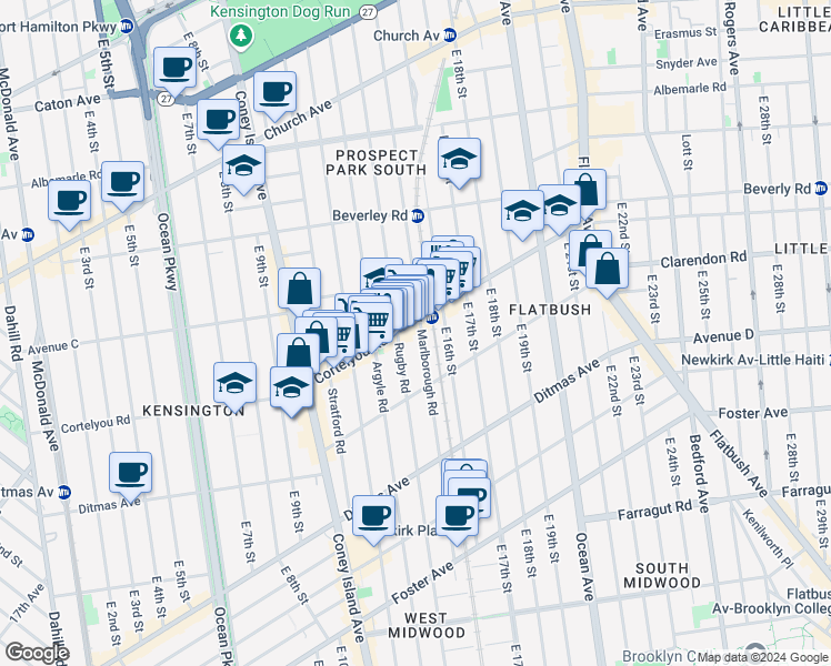 map of restaurants, bars, coffee shops, grocery stores, and more near in Brooklyn
