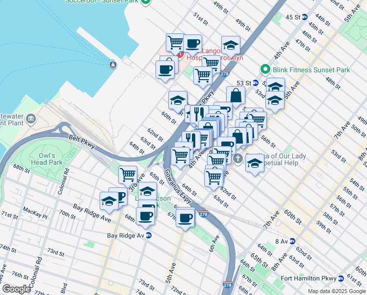 map of restaurants, bars, coffee shops, grocery stores, and more near 328 61st Street in Brooklyn