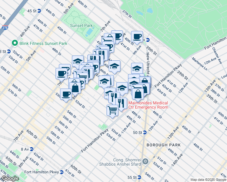 map of restaurants, bars, coffee shops, grocery stores, and more near 914 47th Street in Brooklyn
