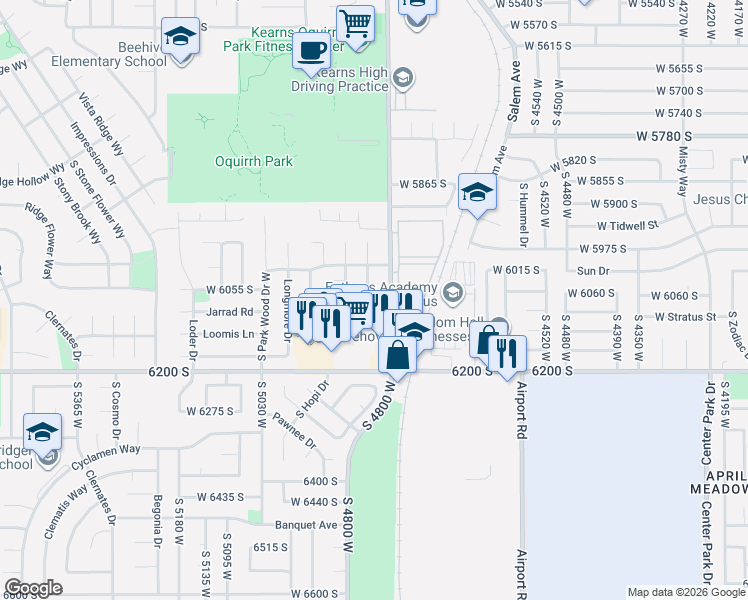 map of restaurants, bars, coffee shops, grocery stores, and more near 6068 South 4840 West in Kearns