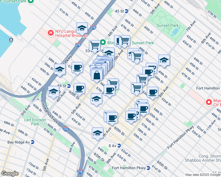 map of restaurants, bars, coffee shops, grocery stores, and more near in Brooklyn
