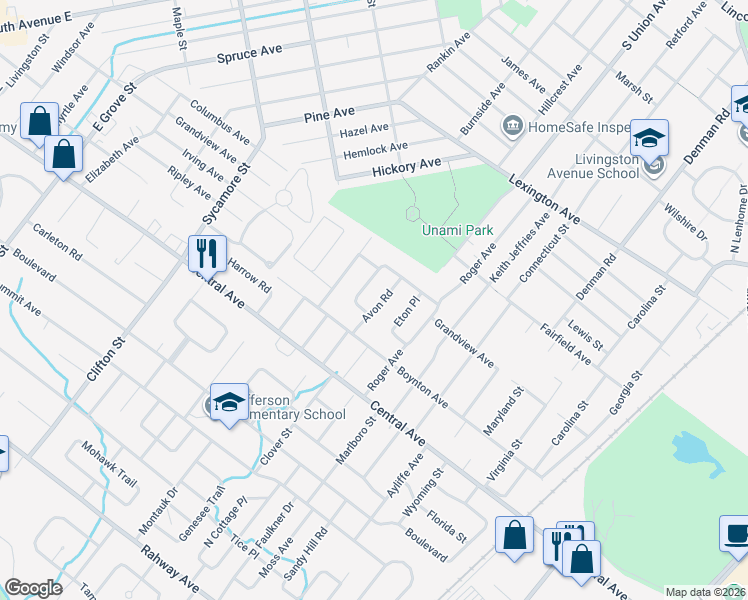 map of restaurants, bars, coffee shops, grocery stores, and more near 234 Welch Way in Westfield
