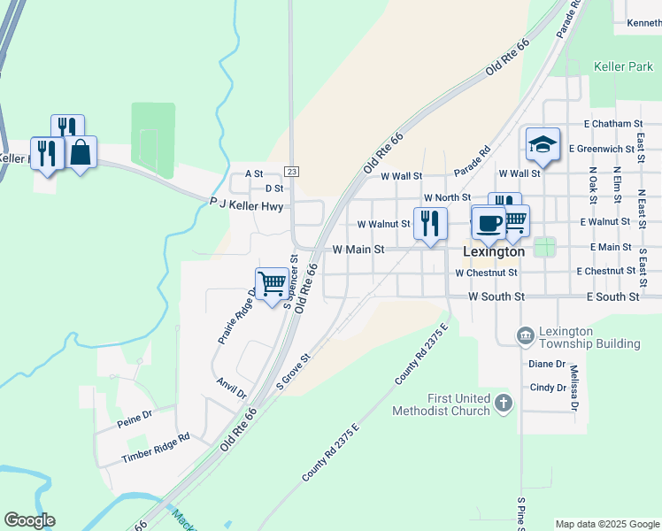 map of restaurants, bars, coffee shops, grocery stores, and more near 26 Kensington Circle in Bloomington