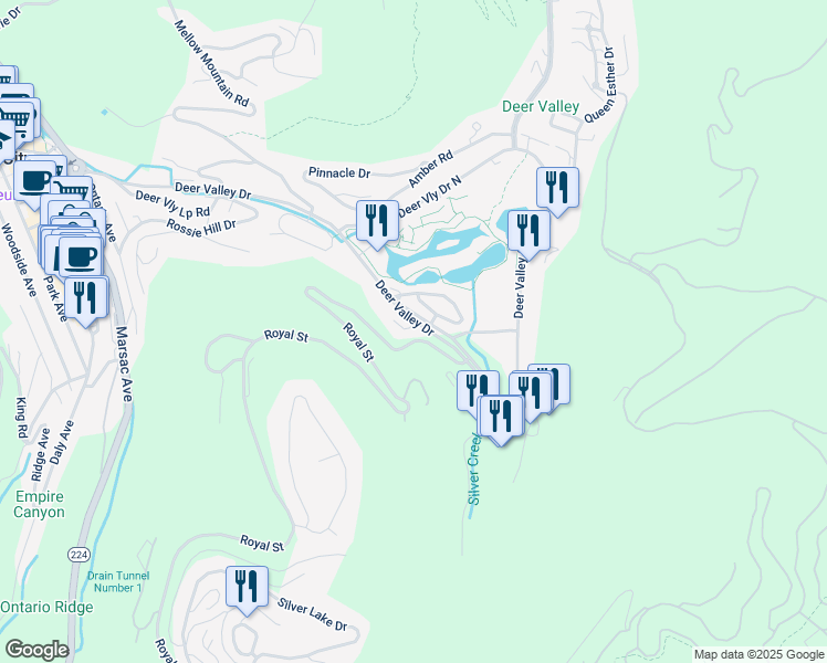map of restaurants, bars, coffee shops, grocery stores, and more near 14 Potters Lane in Park City