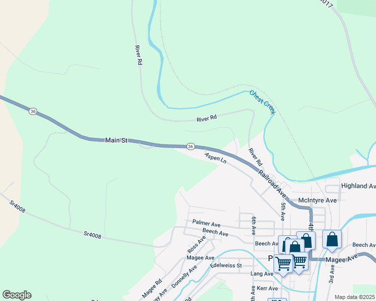 map of restaurants, bars, coffee shops, grocery stores, and more near 200-268 Main Street in Patton