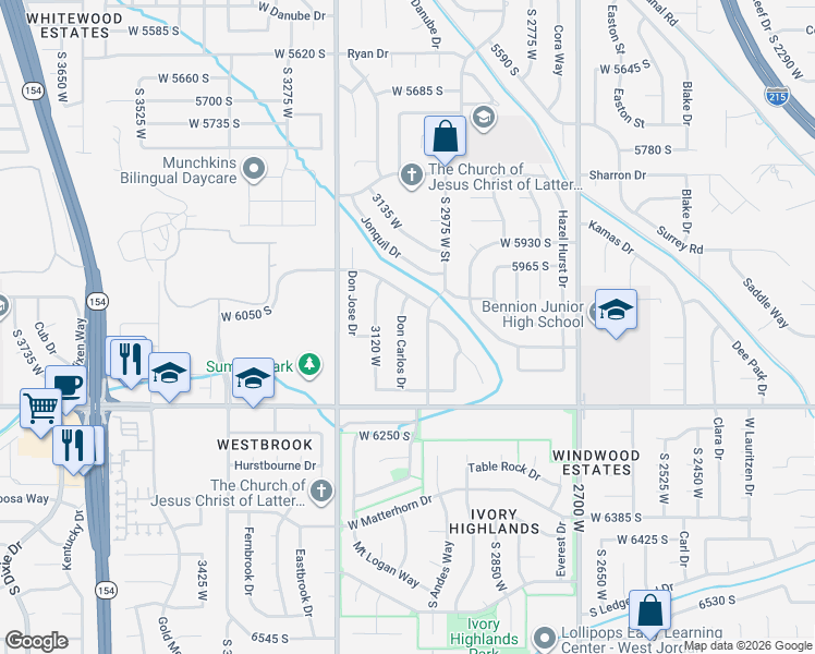 map of restaurants, bars, coffee shops, grocery stores, and more near 6071 Don Carlos Drive in Salt Lake City