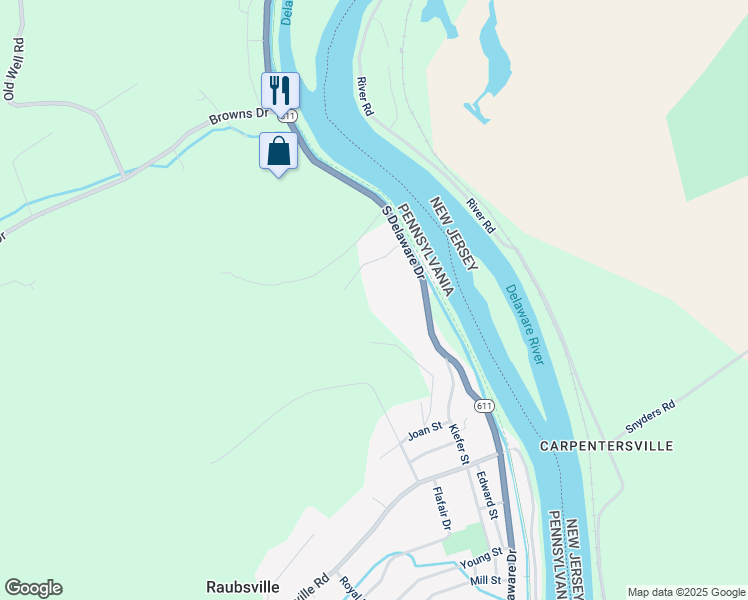 map of restaurants, bars, coffee shops, grocery stores, and more near 1872 S Delaware Dr in Easton