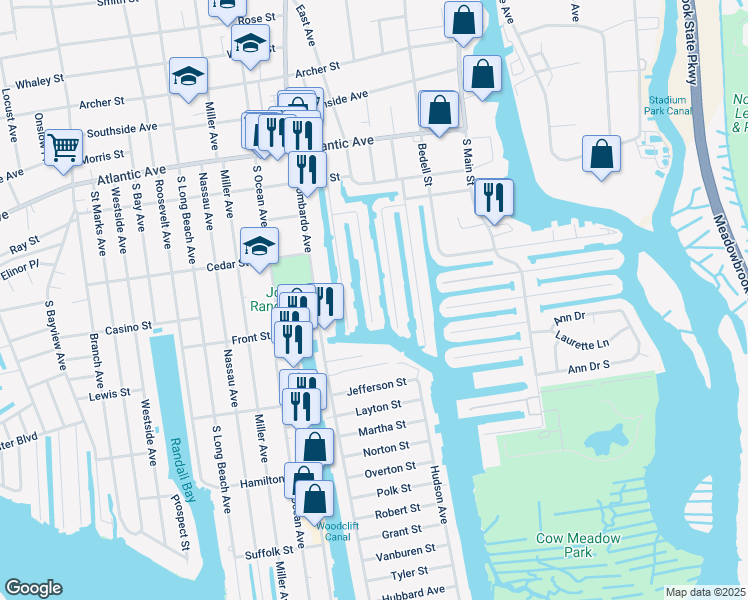 map of restaurants, bars, coffee shops, grocery stores, and more near 315 Arthur Street in Freeport