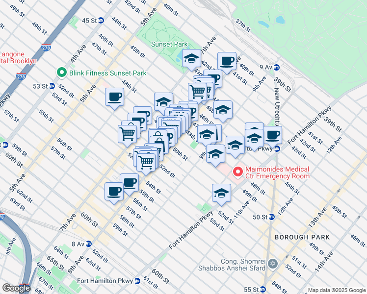 map of restaurants, bars, coffee shops, grocery stores, and more near 832 49th Street in Brooklyn