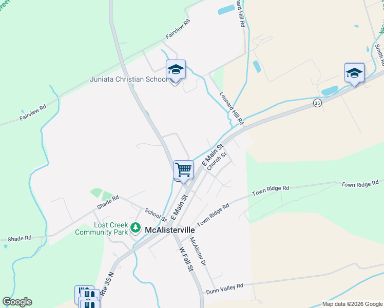 map of restaurants, bars, coffee shops, grocery stores, and more near 90 Pine-Maple Street in McAlisterville