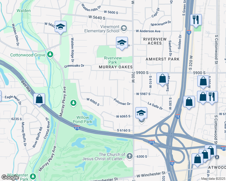 map of restaurants, bars, coffee shops, grocery stores, and more near 5975 Sandusky Circle in Murray