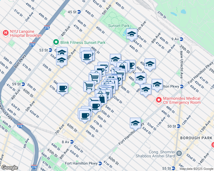 map of restaurants, bars, coffee shops, grocery stores, and more near 744 51st Street in Brooklyn